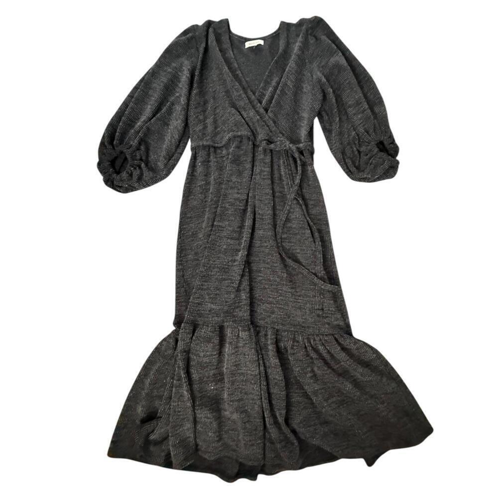 Max Studio Charcoal Knit Wrap Dress – Size S